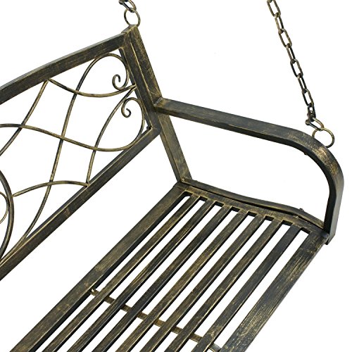 image for BBBuy Treated Porch Swing - Antique Metal Iron Patio Hanging Porch Swi