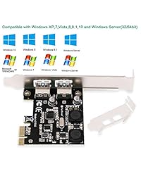 Feb Smart 2 puertos USB 3.0 Super Fast 5 Gbps PCI Express (PCIe) tarjeta de expansión para Windows XP,7,Vista,8,8,1,10PC de sobremesa construido en tecnología de autoalimentación sin necesidad de fuente de alimentación adicional (FS-U2-Pro)