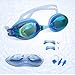 3STN Swim Goggles + Ear and Nose Plugs Professional Athletic Glasses with UV + Leaking Protection, Fogproof, Mirrored for Pool, Outdoor, Triathlon | For Men, Women, Adults, Youth (blue)