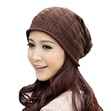 LOCOMO Women Girl Triangle Pattern Slouchy Knit Beret Beanie Crochet Rib Hat Cap Warm FAF028*FBA