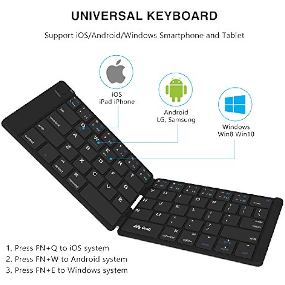 Foldable Keyboards Bluetooth Keyboard, Jelly Comb Ultra Slim BT B047