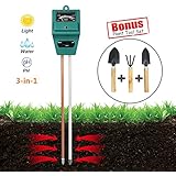 Soil Tester, 3 in 1 Soil Moisture Sunlight level and Soil PH Meter for Flowers, Plants, Lawn, Farm, Vegetable in Garden and Home