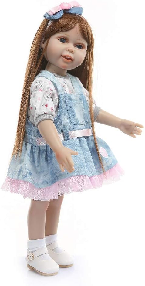 Prezzo 18 Pollici Americal Ragazze Bambola 45 Centimetri Silicone Pieno del Corpo della Principessa della Ragazza Lungo Kanekalon Capelli Bella Bambola Il Miglior Regalo Offerte