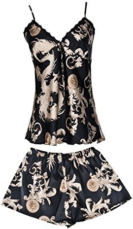 missfashion Women's Pajama Sets Imitation Silk Soft Sleeveless Shorts Nighty Sleepwear Sets