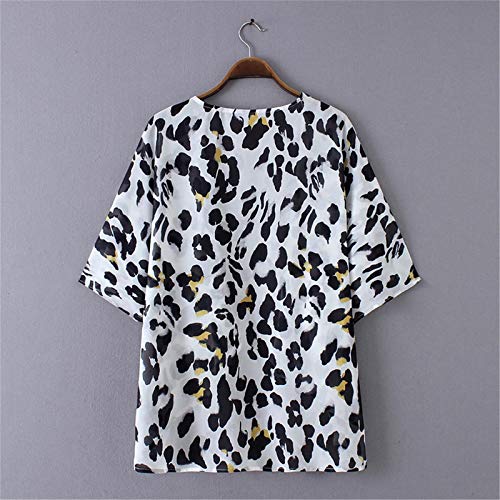 CofeeMO Leopard Chiffon Women's Blouses Shawls Kimono Cardigan, Summer Open Front Cover Ups(Black,XXXL)