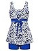 Zando Women's Floral Printed Swimdress Swimsuit Two Piece Swimwear Plus Size Tankini with Boyshort Bathsuits for Teens