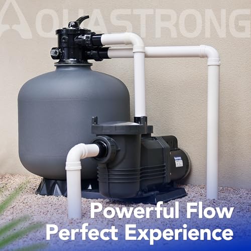 AQUASTRONG In/Above Ground Pool Pump Pure Copper Motor Energy Efficient High Flow Powerful Self Primming Swimming Pool Pumps with Filter Basket, Light Black