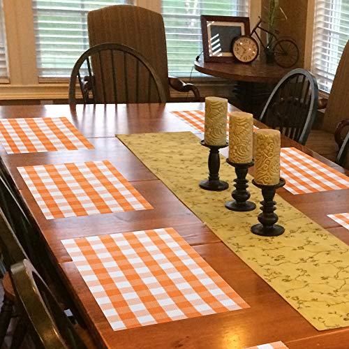 DOLOPL Fall Buffalo Check Placemats Orange and White Buffalo Plaid