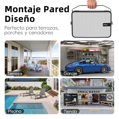 Plyee Audio 600W Bluetooth Speakers for Outdoor, Wireless Sync Between Speakers, Powerful Bass, Wall Mount for Terrace, Porch, Gazebo, Garage, Pack of 2, White (Mz-658)