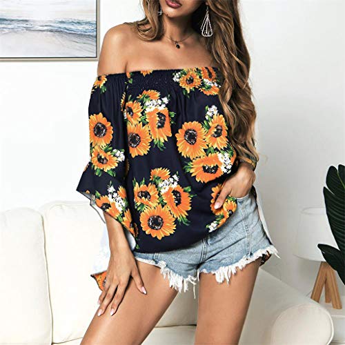 4 Sanyyanlsy+Off+Shoulder+Sunflower+Printed+Bandwidth