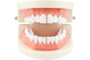 Retzjorv 2 Pcs 18K Gold Plated Hip Hop Teeth Grillz Caps Single Plain Gap Grillz Single Tooth Top and Bottom Grills for Your Teeth