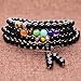 AmorWing Multilayer 6mm Onyx 7 Chakra Gemstone Yoga Mala Prayer Bracelet/Necklace