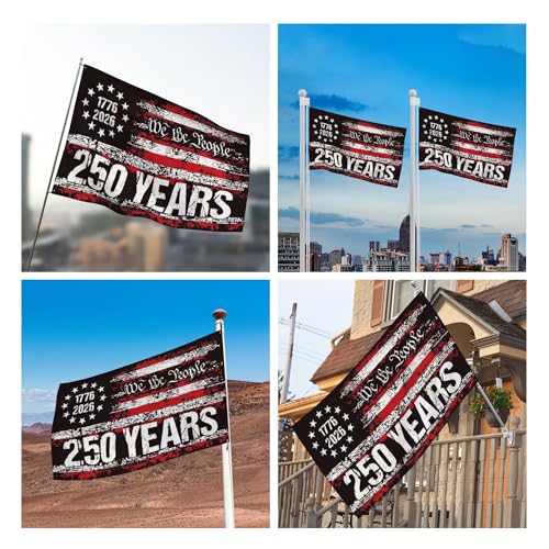 250th Anniversary American Flag 3x5 FT 3-Layer Double-Sided Print, Fade Resistant & Reinforced Brass Grommets, 1776-2026 USA 250 Years of Freedom Patriotic 4th of July We The People Outdoor Flag