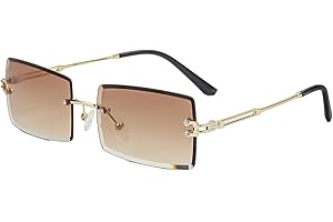 NIDOVIX Rimless Rectangle Sunglasses For Women Men Fashion Frameless UV400 Protection Lens Glasses