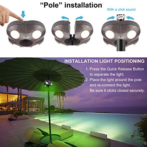 BIGMONAT Patio Umbrella Light Battery Operated, Outdoor Table Umbrella