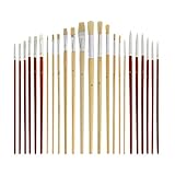 US Art Supply 24 piece Oil & Acrylic Paint Long Handle Artist Paint Brush Set with Canvas Roll-Up Storage Wrap