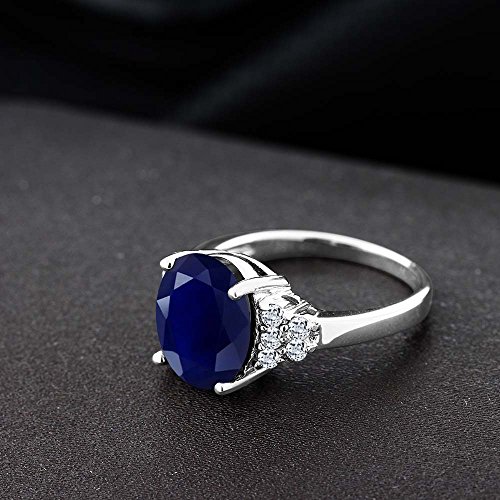 Gem Stone King 5.40 Cttw Blue Sapphire And White Topaz Engagement Ring