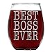 Shop4Ever Best Boss Ever Laser Engraved Stemless Wine Glass