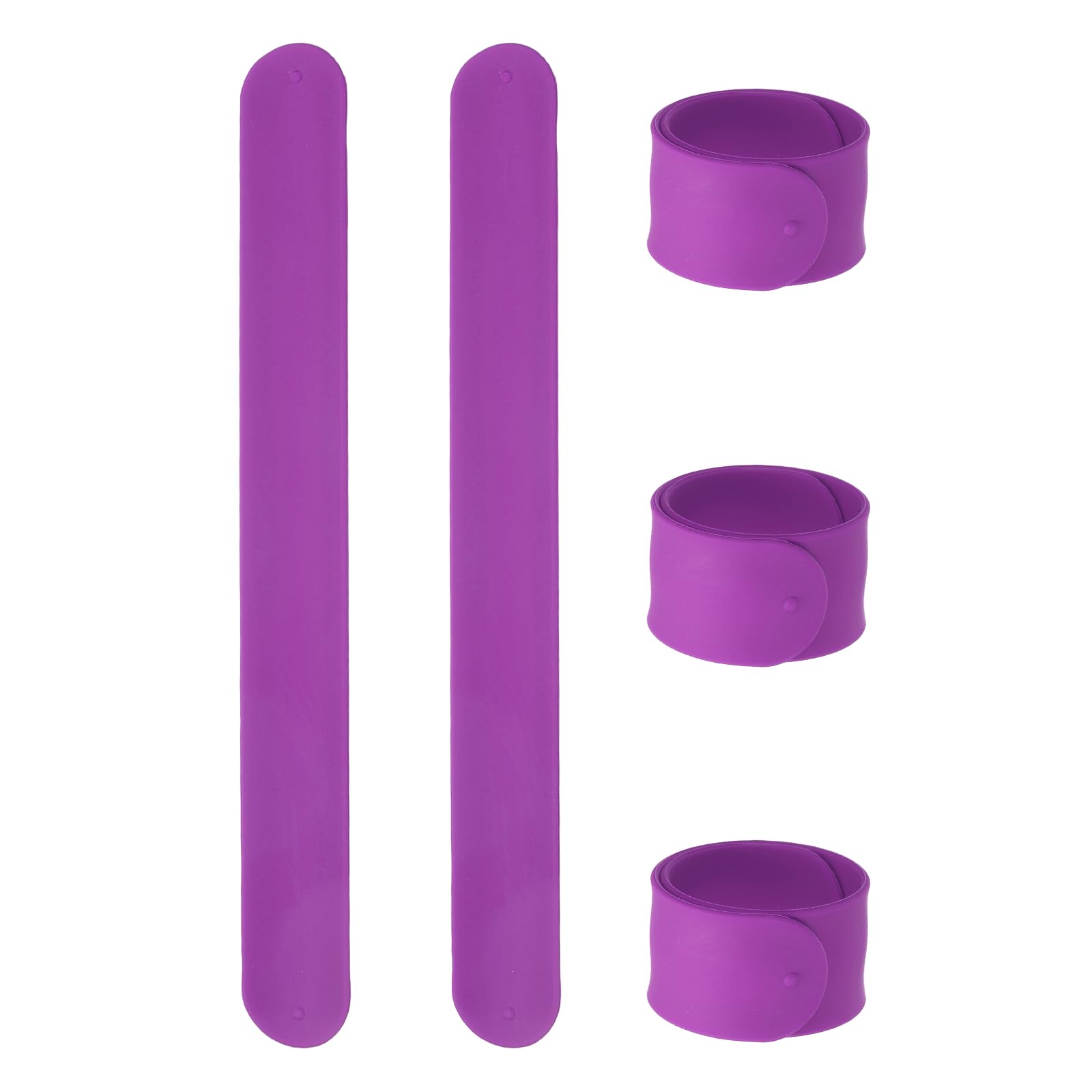 sourcing map 5 Pcs Silicone Slap Bracelets Bulk, Snap Wristbands Bracelets Multicolor Bands Wraps for Party Favors, Classroom Reward, DIY Painting Crafts, Purple