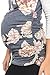 Hello Miz Women's Baseball Crew Neck Flower Raglan sleeve Maternity T-Shirt Top (Medium, Navy/Ivory)