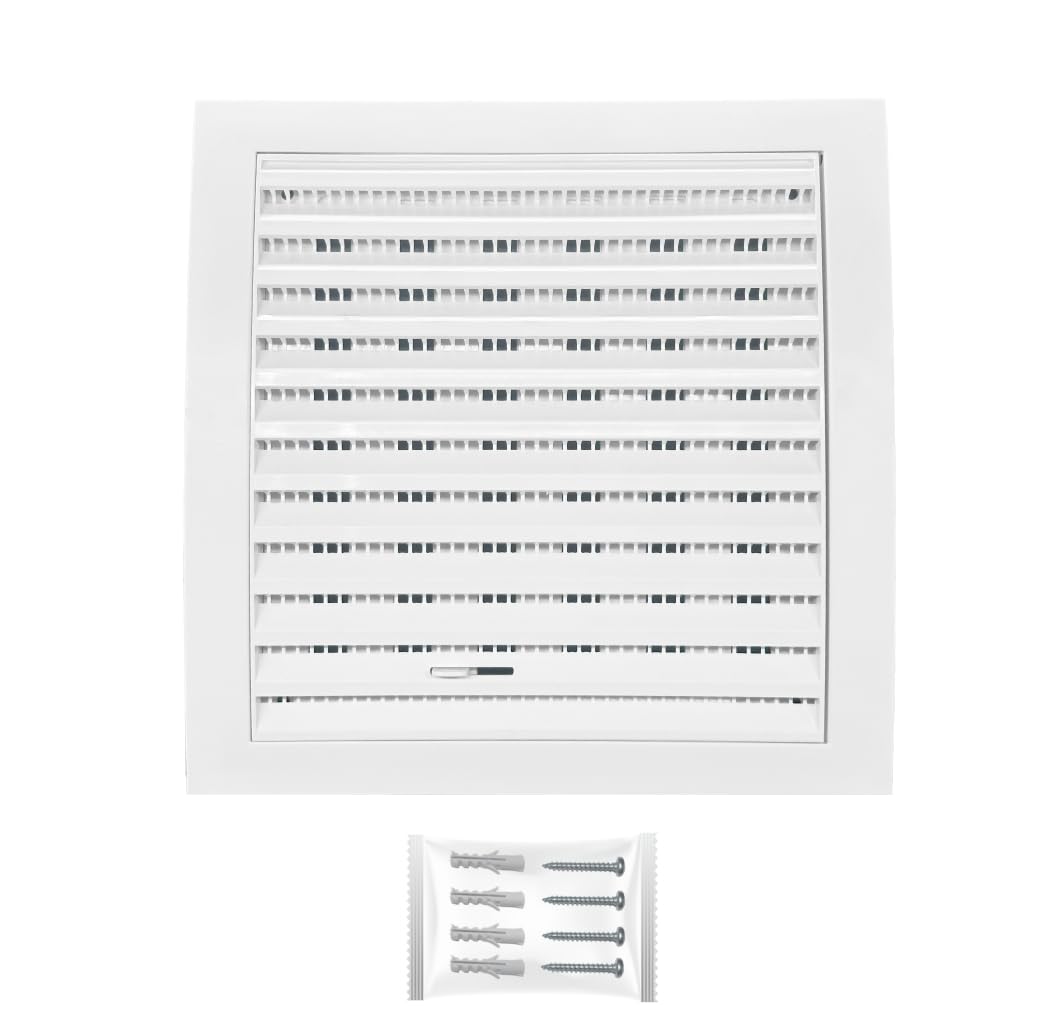 H&C VENT White Ventilation Grille with Connector, Slider, Insect protection 6 x 6Inch 150 x 150mm │ Vent Cover │ Extractor Air Vent Covers for Inside Outside │ Pipe Covers │ Wall Door Window — image 1