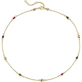 GDCOIN Dainty Chain Choker Necklace 18K Gold Plated Colorfull Link Chokers for Women Multicolor Necklaces Jewelry