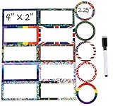 40 Magnetic Dry Erase Labels Name Plates - Set Accent Write On Whiteboard Magnets for Classrooms,Metal Shelving, Refrigerator, File Cabinets - Includes 1 Black Dry Erase Marker