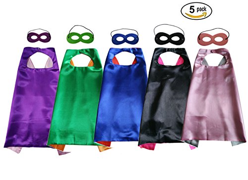 Superheros Cape & Mask for Kids Costumes Dress-Up Party Games (Set of 5)