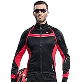 Santic Men's Cycling Jacket Biking Winter Coat Windproof Outdoor Sports Ski Snow Jacket Red