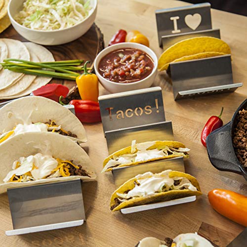 image for 4-Pack Stainless Steel Taco Holder Stand - Wider & Stylish Taco Truck 