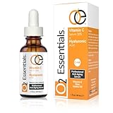 O2 Essentials - BEST Vitamin C Serum for Face 20% with Hyaluronic Acid, Vitamin E & Pure Organic Jojoba Oil, 1 fl. Oz