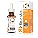 O2 Essentials Vitamin C Serum for Face 20% with Hyaluronic Acid, Vitamin E & Pure Organic Jojoba Oil, 1 fl. Oz