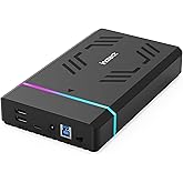Inateck RGB 3.5-Inch Hard Drive Enclosure, USB 3.0 External Hard Drive Enclosure for 2.5''/3.5'' SATA HDD and SSD, with Expansion Ports and 12V/2A Power Adapter, Supports Up to 20TB, FE3003