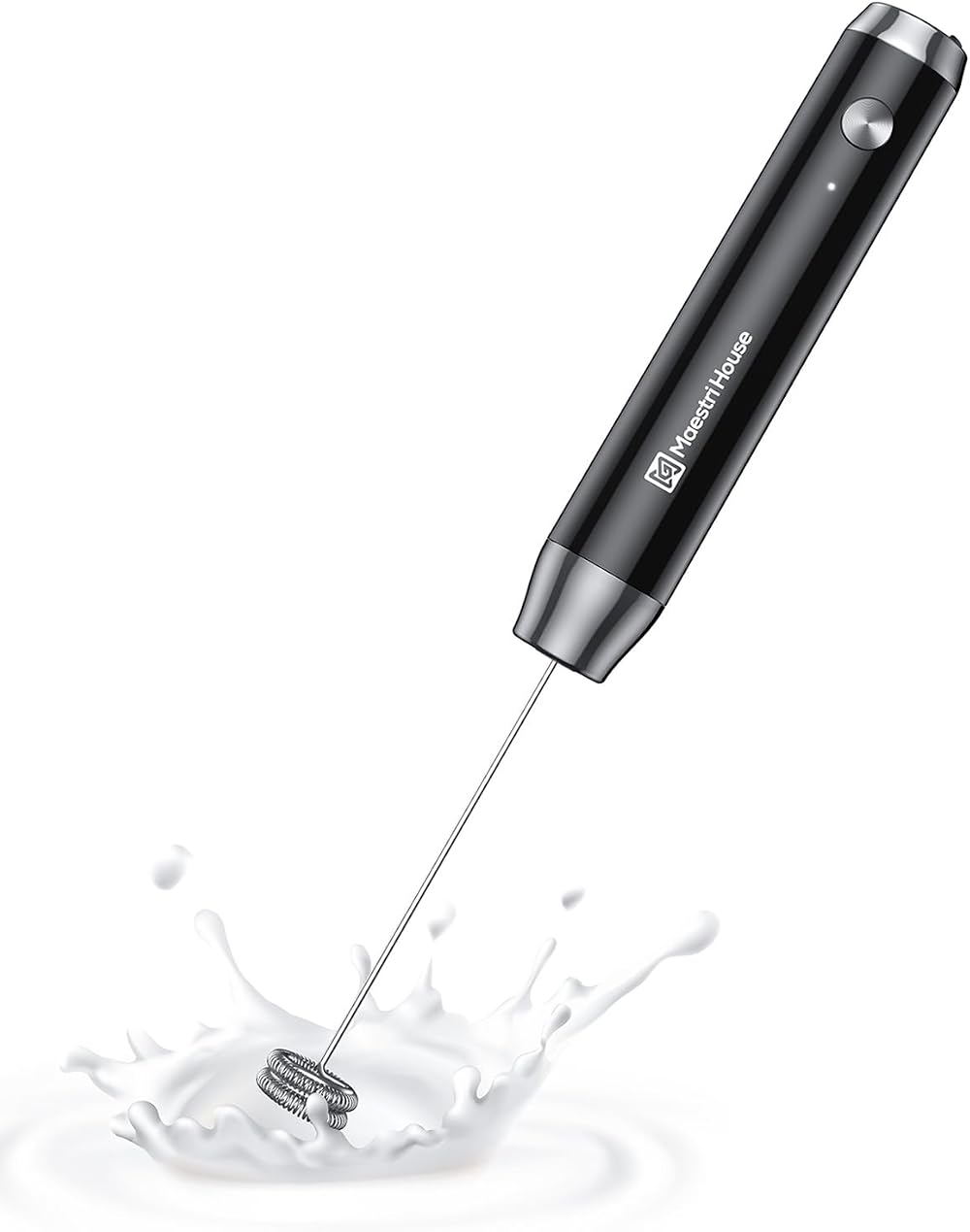 Maestri House Rechargeable Milk Frother USB-C 1200mAh Waterproof, Stainless