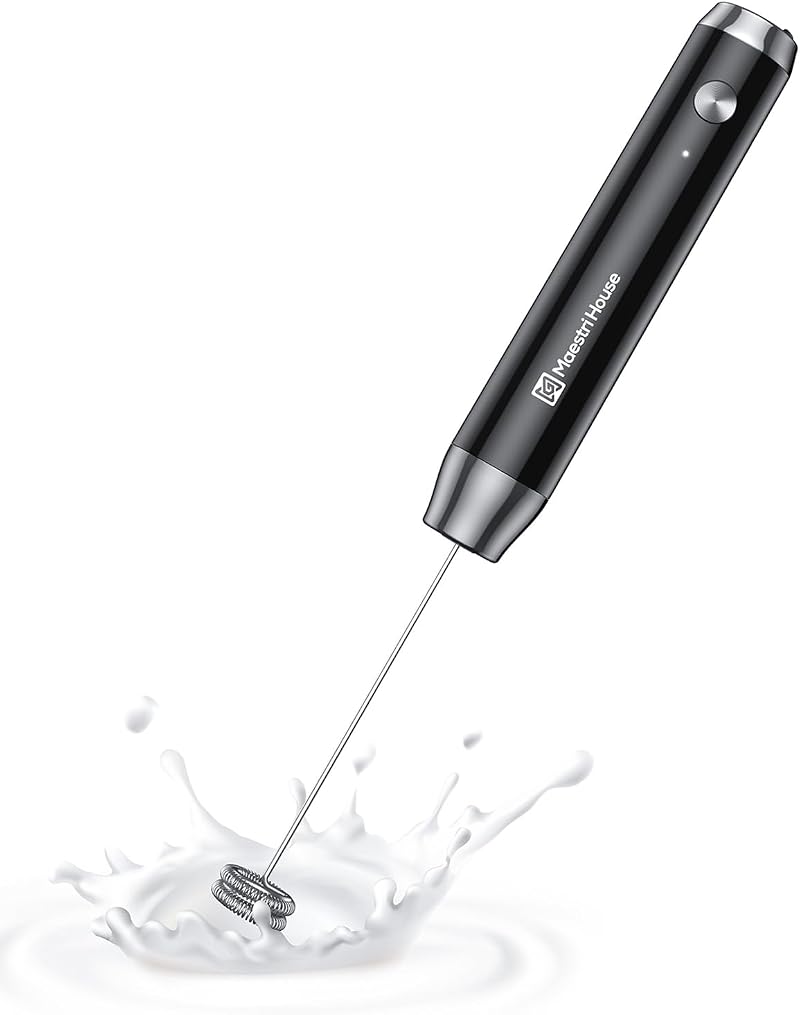 Maestri House Rechargeable Milk Frother USB-C 1200mAh Waterproof, Stainless