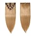 MY-LADY #27 Dark Blonde Double Weft Clip in 100% Remy Human Hair Extensions 14''-22'' Grade 7A Quality Full Head Thick Thickened Long Soft Silky Straight 8pcs 18clips for Women Beauty 22