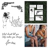 Tattify Guns And Quote Temporary Tattoos - Battle Cry (Complete Set of 12 Tattoos - 2 of each Style) - Individual Styles Available and Fashionable Temporary Tattoos