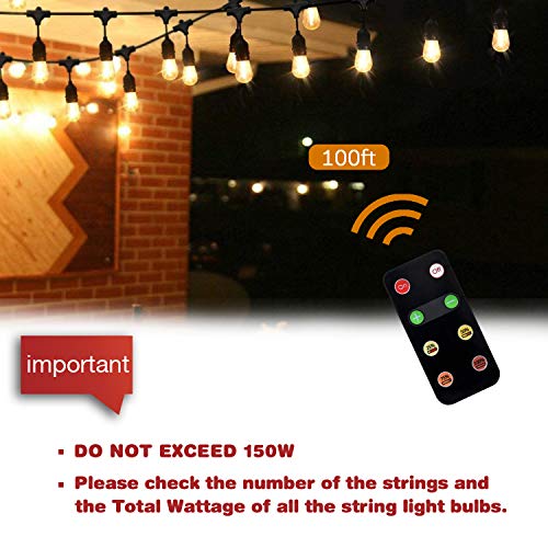 SUNTHIN Max 150W Power Patio Lights Dimmer Remote, 100Ft Wireless Control Distance Dimming Kit for Outdoor Light String, Smart Plug-in Dimmer Switch of LED String Lights, 4 Brightness Dimming