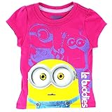 Despicable Me Minions Girls Short Sleeve Tee (2T, Pink Le Buddies)