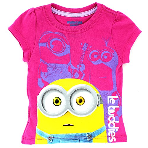 Despicable Me Minions Girls Short Sleeve Tee (2T, Pink Le Buddies)