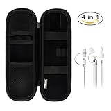 [4 in 1] OEAGO Apple Pencil Accessories, Holder Premium PU Leather Case Carrying Bag Sleeve Pouch Cover Apple iPad Pro Pencil Pen + Cap Holder/Nib Cover/Lightning Cable Adapter Tether