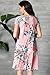 HOTAPEI Women's Casual Short Sleeve A-line Loose T-Shirt Dresses Floral Midi Dress Pink Large