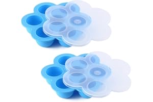CHuangQi 2pcs Silicone Egg Bites Molds for 5, 6, 8 qt Instant Cooker, Pressure Cooker, Food Storage Container with Lid & Freezer Tray (6.3x5.7x1.4in)