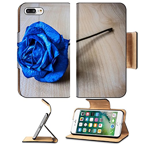 Luxlady Premium Apple iPhone 7 Plus Flip Pu Leather Wallet Case iPhone7 PLUS IMAGE ID: 37828632 Blue rose - Thumbnail 5