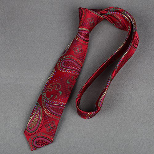 DAE7B09D Red Business Slim Neckties Woven Microfiber Casual Groomsmen Patterned Skinny Tie By Dan Smith
