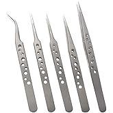 Wolfride 5Pcs Stainless Steel Tweezers Precision Tweezer Tool Set for Electronics Repair, Crafting