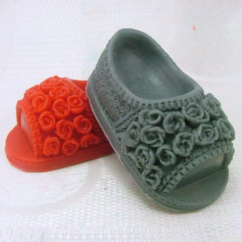 3d Rose Baby Shoes Soap Mould Flexible Silicone Cookie Mold Chocolate