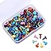 200pcs Mixed Color Metal Brad Paper Fastener for Scrapbooking Craft 8mm,bright with Platic Storage Box