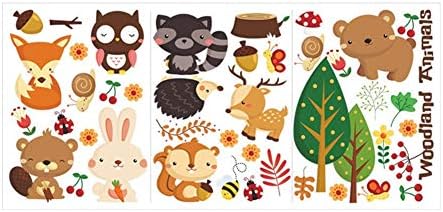 FOReverweihuajz Lovely Woodland Animals Self Adhesive Wall Sticker Kids Bedroom Removable Wall Decor