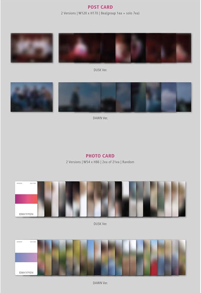 Amazon Com Enhypen Border Day One Mini Album Vol 1 Dawn Version Incl Pre Order Poster Folded Random Transparent Photocard Set Everything Else